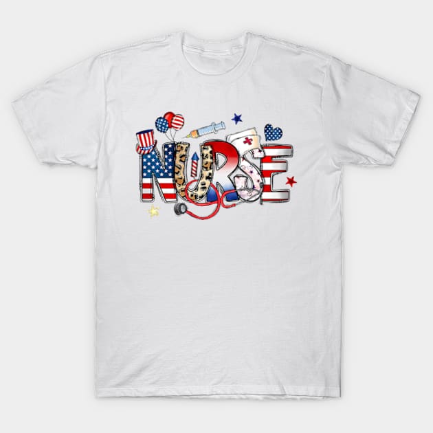 American Nurse, 4th of July Nurse, Nursing, Nurses Day T-Shirt by MichaelStores